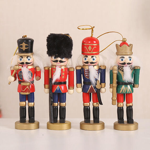 

4Pcs Wooden Nutcracker Soldier Christmas Tree Ornaments Puppets, Multicolor, 486304