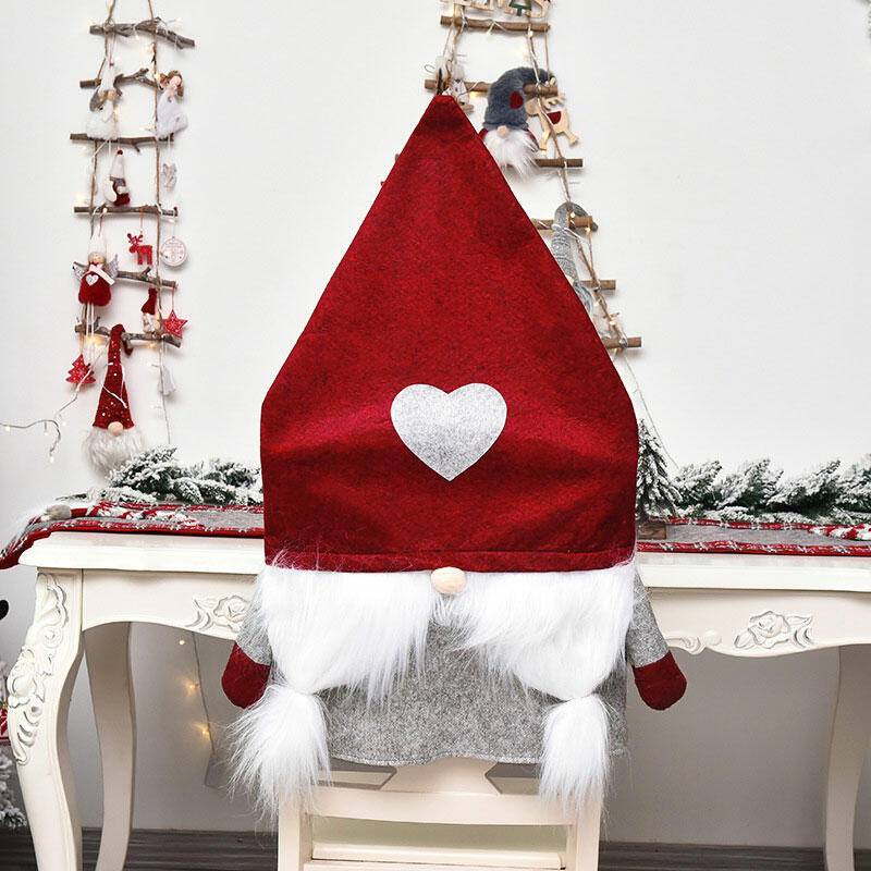 

Christmas Plush Santa Claus Heart Chair Cover, Gray;red, 486382