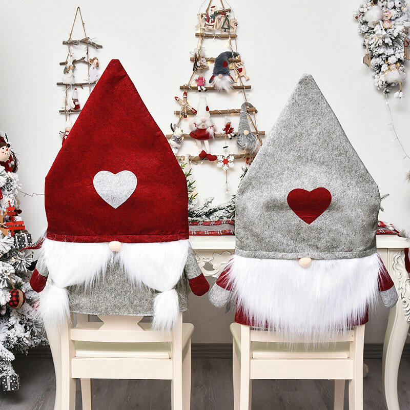 

Christmas Decoration Christmas Plush Santa Claus Heart Chair Cover in Gray,Red. Size