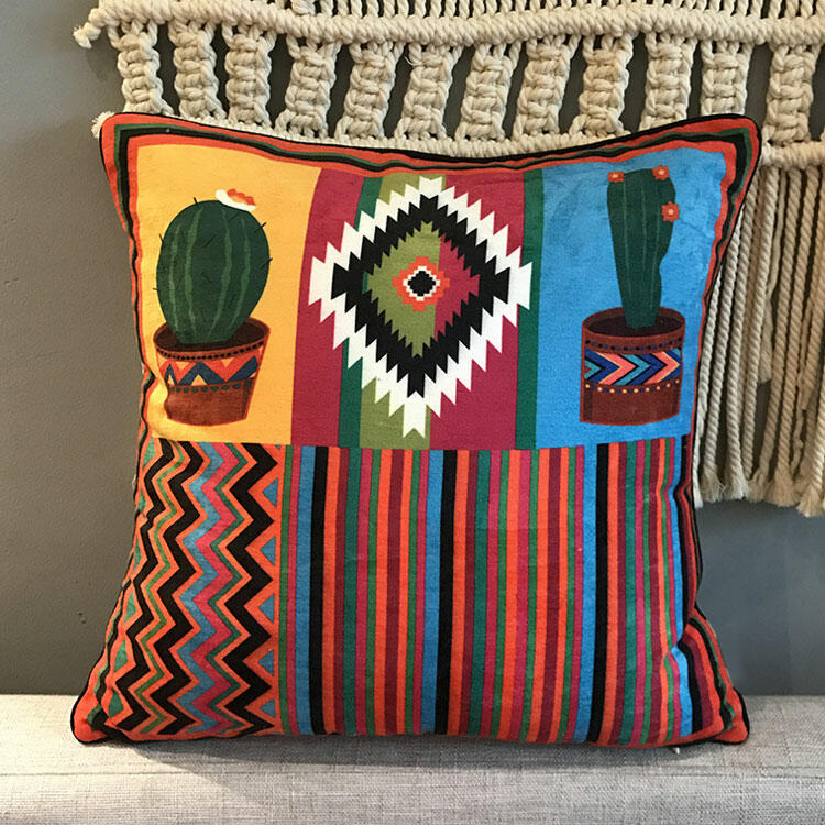 

Home Decor Colorful Striped Aztec Geometric Cactus Floral Pillowcase without Pillow in Pattern2. Size