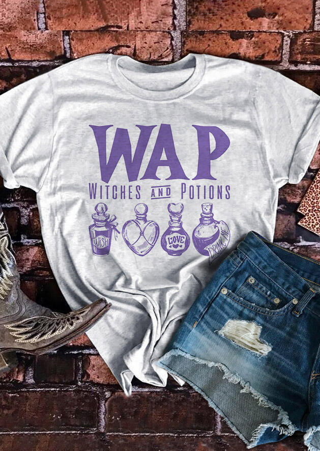 

Tees T-shirts Halloween Wap Witches And Potions T-Shirt Tee in Light Grey. Size
