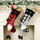 Christmas Plaid Gnome Snowflake Heart Hanging Ornament Sock