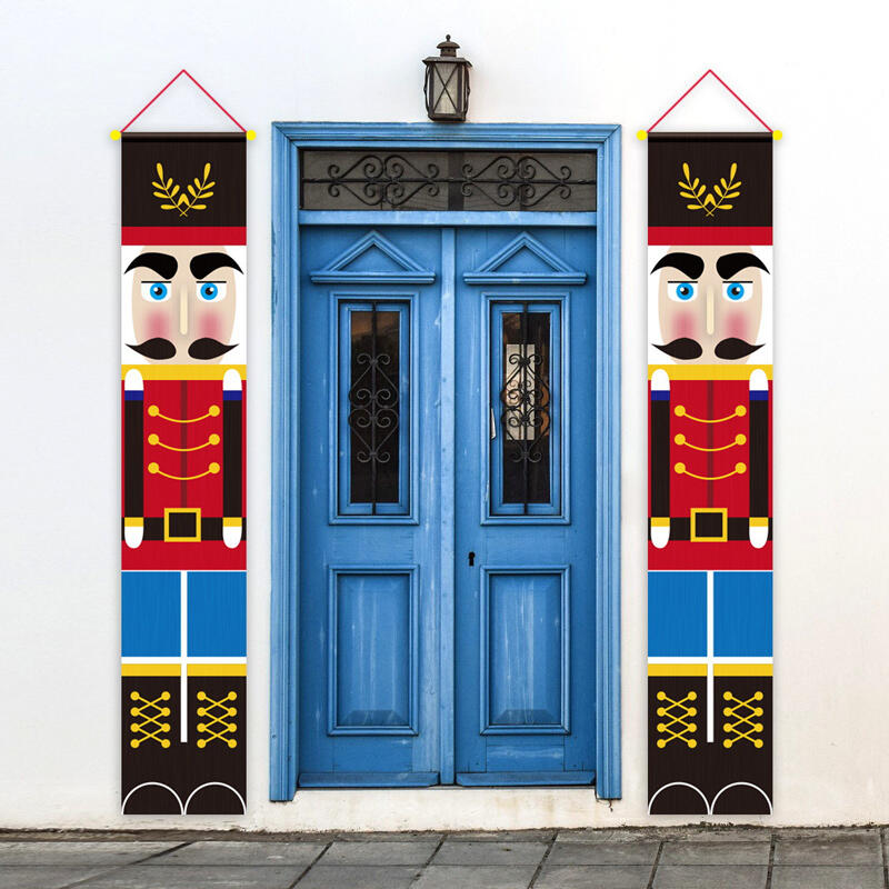 

Christmas Decoration 2Pcs Christmas Decoration Nutcracker Soldier Door Hanging Banners in Multicolor. Size