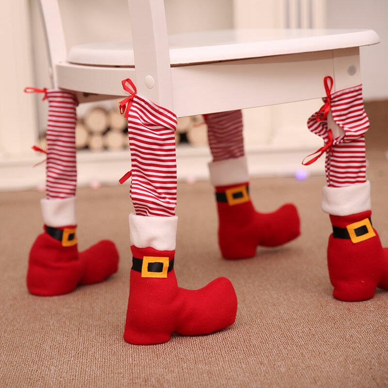 

Christmas Decoration 1 Piece Christmas Decoration Protective Chair Table Leg Foot Sock in Red. Size