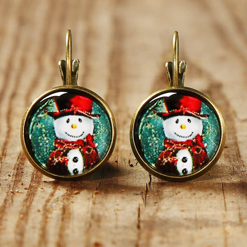 

Christmas Snowman Snowflake Alloy Earrings, Pattern1;pattern2, 486508