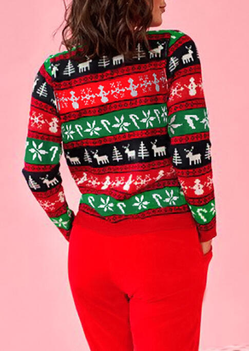 

Blouses Christmas Tree Reindeer Snowflake O-Neck Blouse in Multicolor. Size