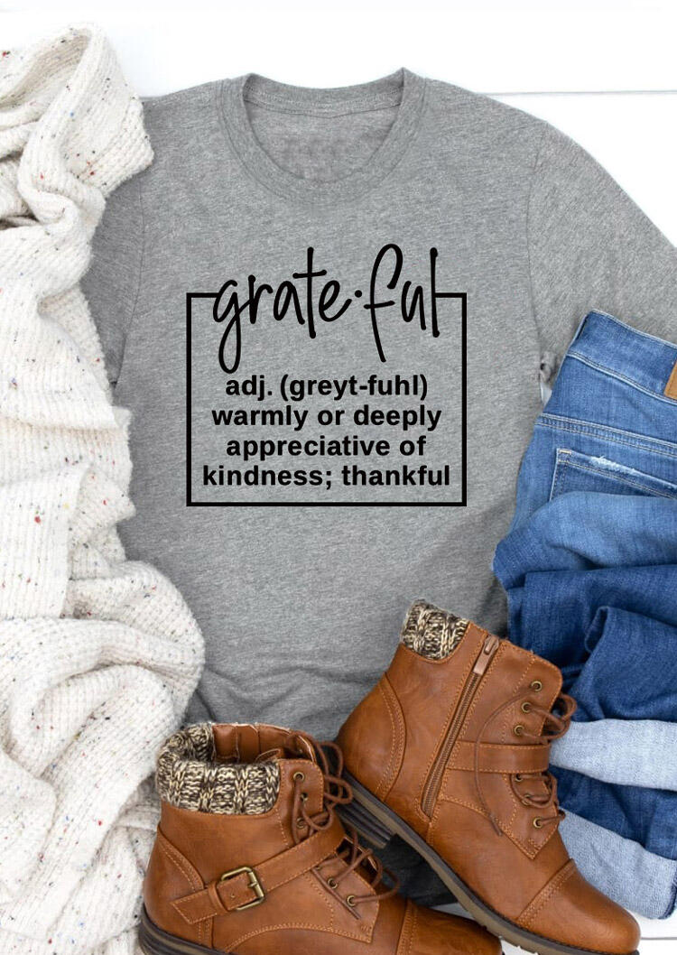 

T-shirts Tees Grateful Letter Graphic T-Shirt Tee in Gray. Size