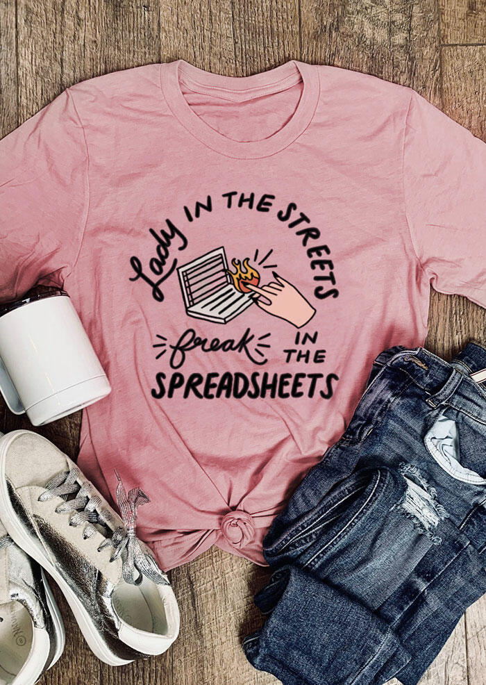 

Tees T-shirts Lady In The Streets Freak In The Spreadsheets T-Shirt Tee in Pink. Size: S,M,,XL