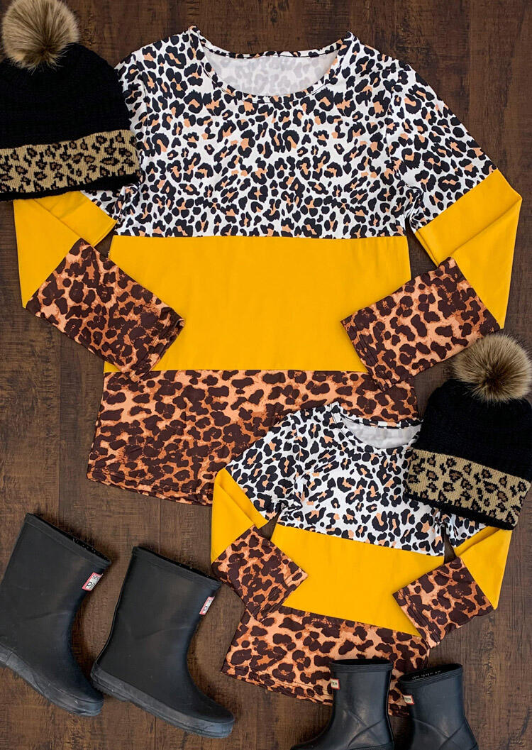 

Mommy & Me Leopard Splicing Long Sleeve Blouse, 486718