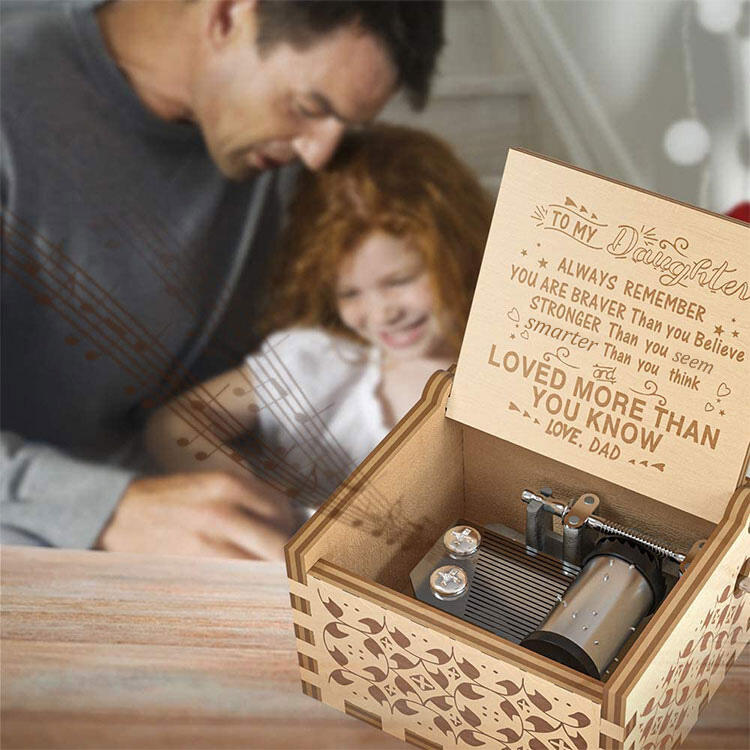 

Hobbies and Toys To My Daughter Letter Engraved Wooden Music Box in Pattern2. Size