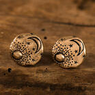 Vintage Carved Graffiti Star And Moon Earrings
