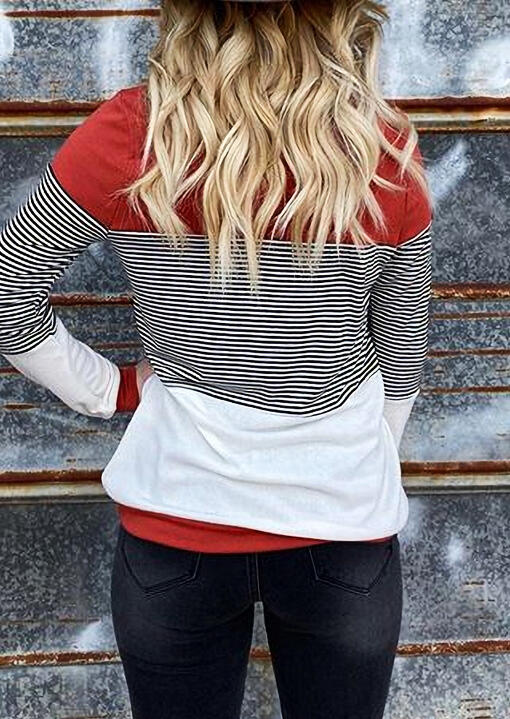 

Blouses Color Block Striped Splicing Long Sleeve Blouse in Multicolor. Size