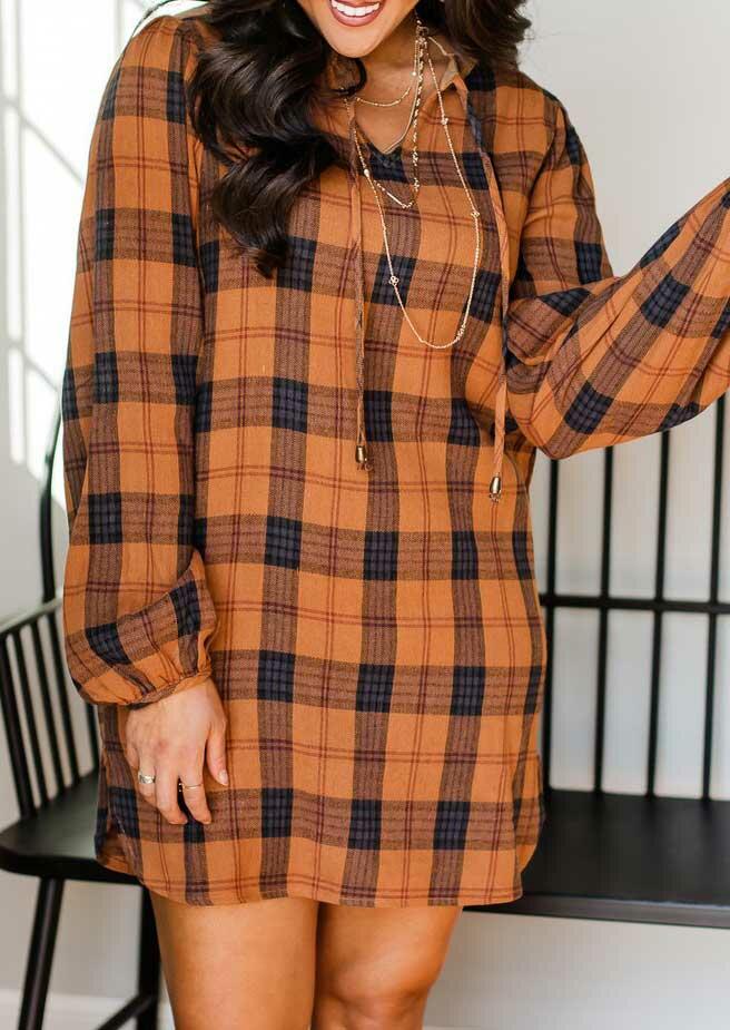 long sleeve tartan dress