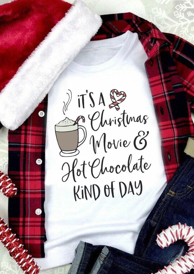 

T-shirts Tees Christmas Movie & Hot Chocolate T-Shirt Tee in White. Size