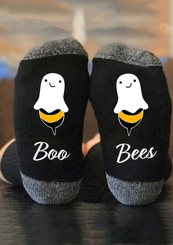 

Socks Halloween Boo Bees Funny Socks in Black. Size
