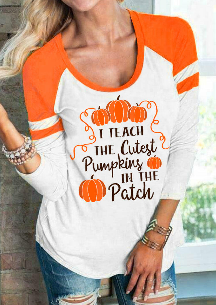 

T-shirts Tees I Teach The Cutest Pumpkins Raglan Sleeve T-Shirt Tee in White. Size: ,M,L