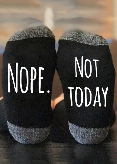 Nope Not Today Cozy Socks - Black