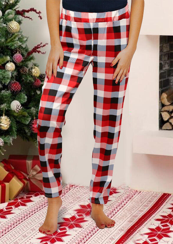 

Pants Christmas Plaid Elastic Waist Casual Pants in Multicolor. Size