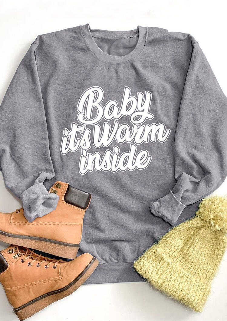 

Baby It' Warm Inside O-Neck Pullover Sweatshirt - Gray, 487268