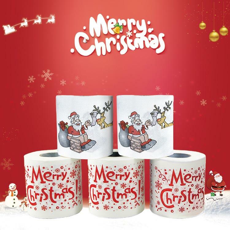 

Home Decor Merry Christmas Santa Snowflake Toilet Roll Paper in Pattern1. Size