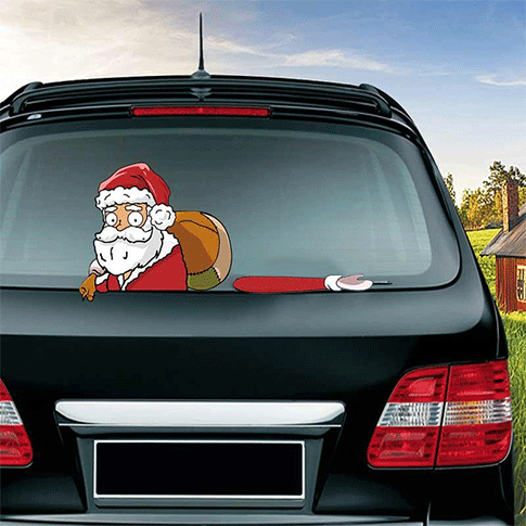 Christmas Santa Claus Waving Wiper Decal Car Sticker