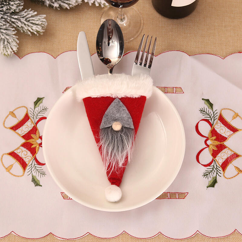 

Christmas Gnomies Cutlery Storage Plush Cover Bag, Gray;red;coffee, 487518