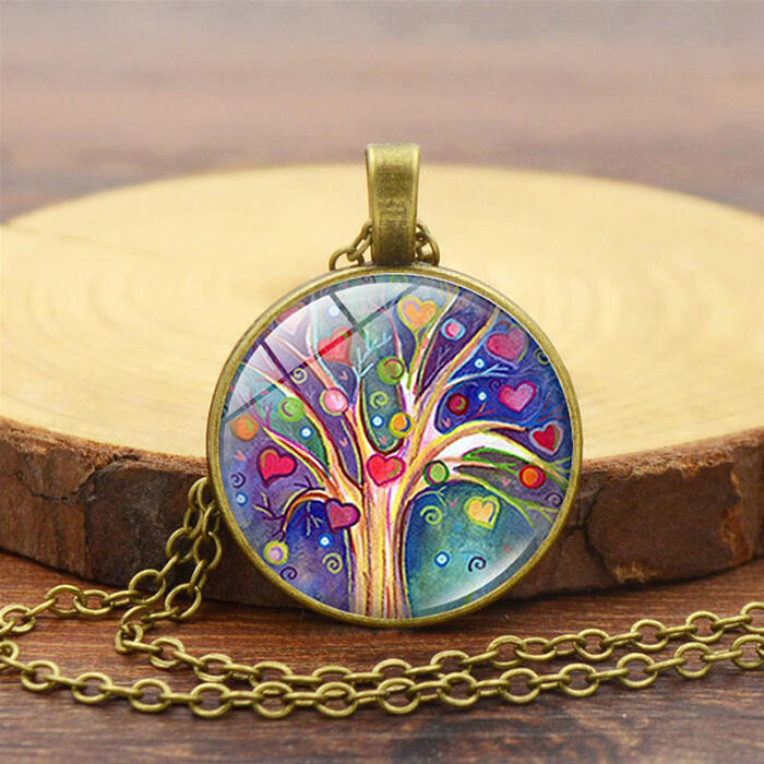 

Creative Tree of Life Round Locket Pendant Necklace, Pattern1;pattern2;pattern3, 487534