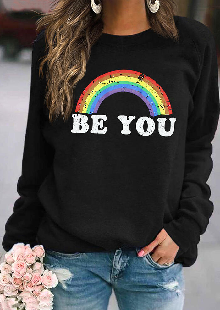 

Sweatshirts Rainbow Be You Long Sleeve Pullover Sweatshirt in Black. Size