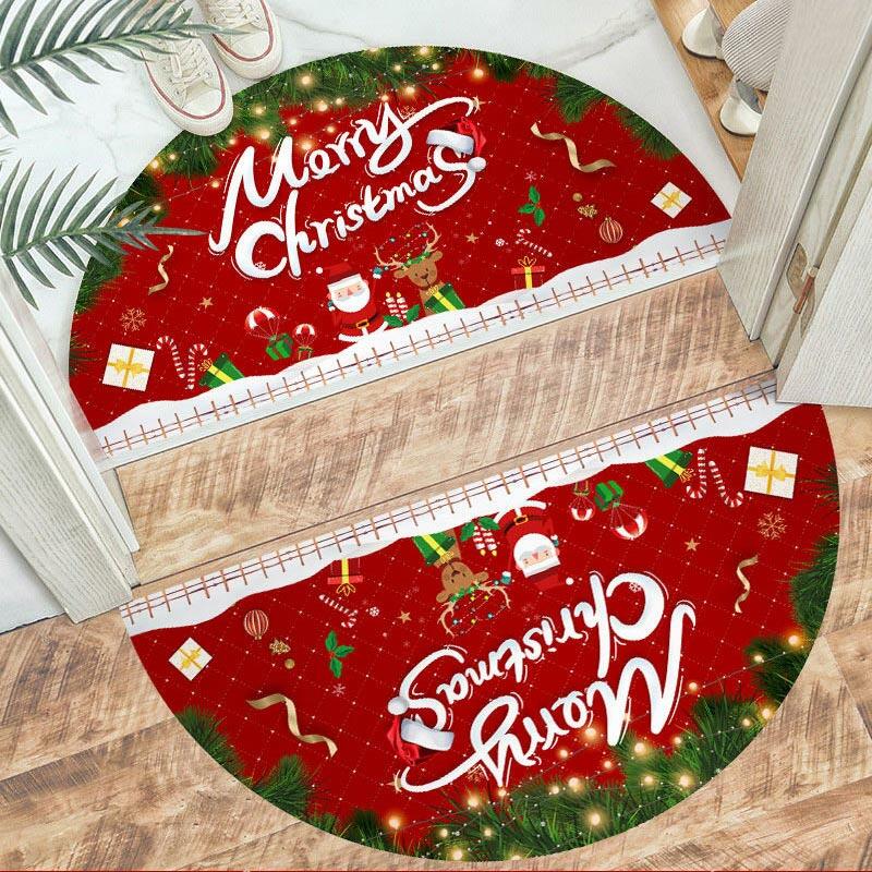 

Christmas Decoration Merry Christmas Santa Claus Reindeer Waterproof Floor Sticker in Red. Size