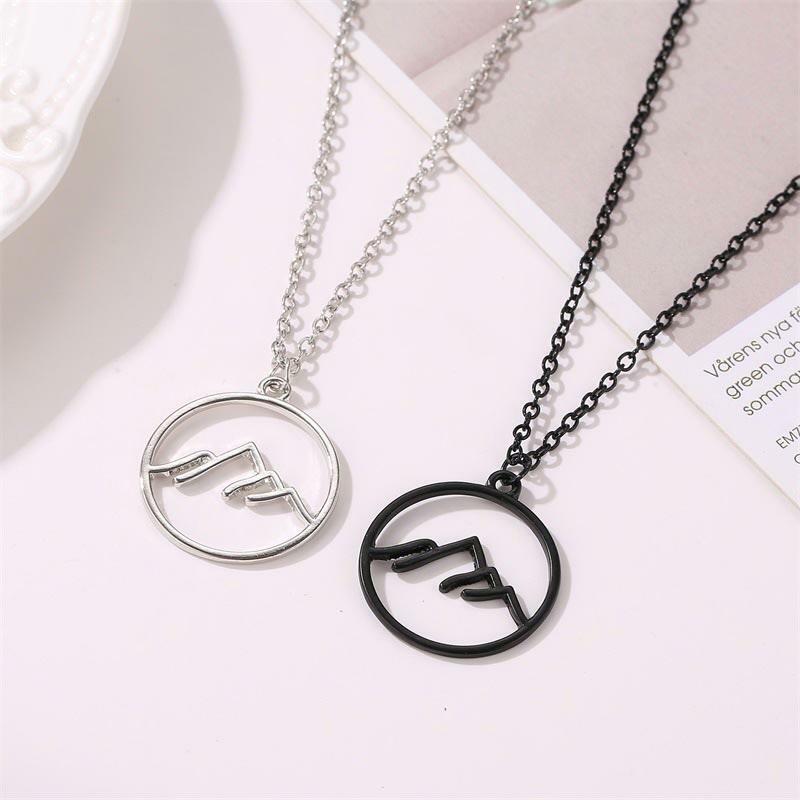 

Necklaces Hollow Out Carved Mountain Alloy Pendant Necklace in Black. Size