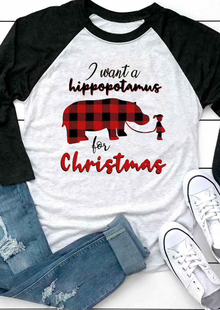 

T-shirts Tees I Want A Plaid Hippopotamus For Christmas T-Shirt Tee in Black. Size