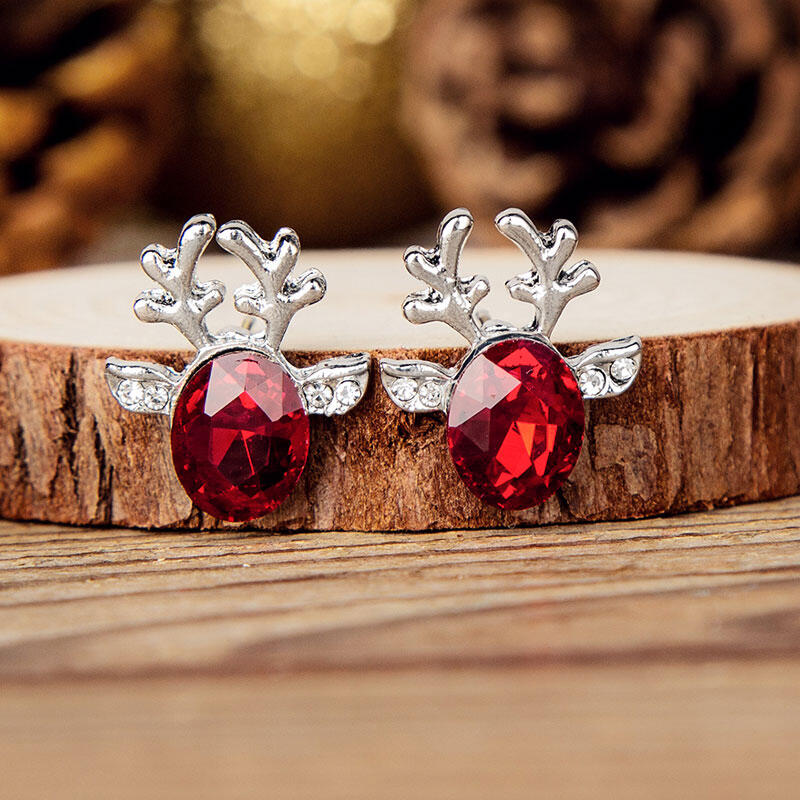Reindeer Crystal Rhinestone Stud Earrings