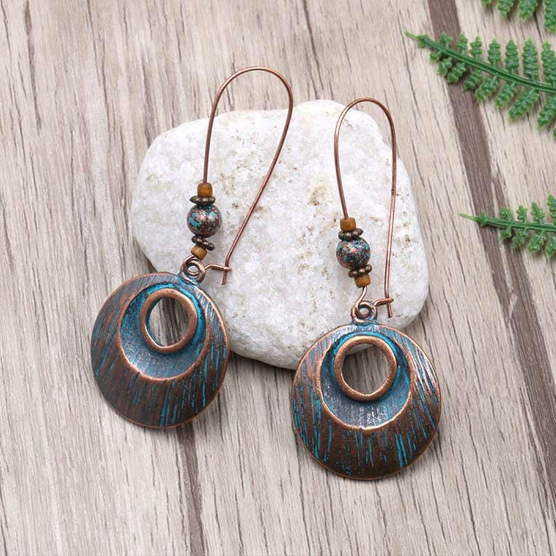 

Bohemian Hollow Out Circle Pendant Earrings, Light brown, 487601