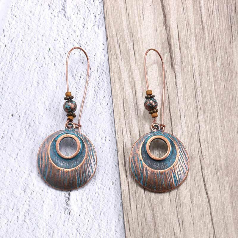 

Earrings Bohemian Hollow Out Circle Pendant Earrings in Light Brown. Size