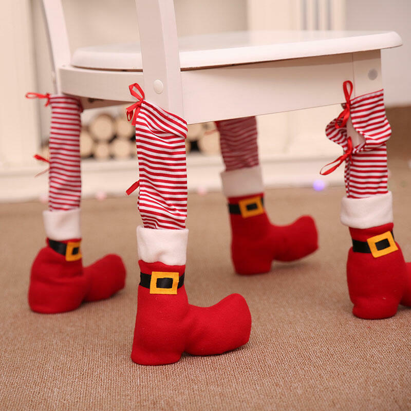 

4Pcs Christmas Decoration Protective Chair Table Leg Foot Sock, Red, B110254