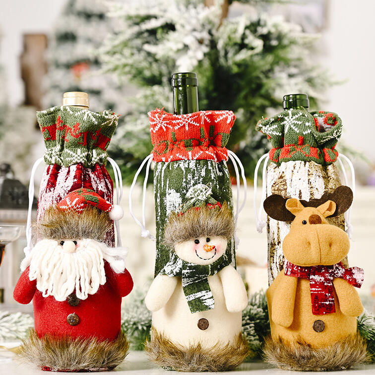 Christmas Santa Claus Snowman Reindeer Wine Bottle Bag