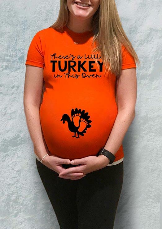 

Thanksgiving Maternity Little Turkey In The Oven T-Shirt Tee - Orange, 486769