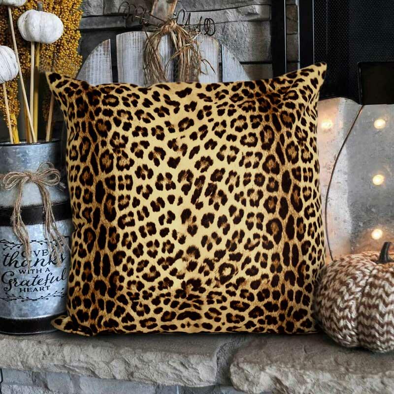 

Home Decor Western Leopard Velvet Pillowcase without Pillow in Leopard. Size