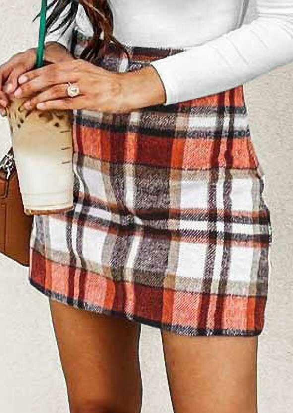 

Skirts Plaid Mid Waist Casual Mini Skirt in Plaid. Size