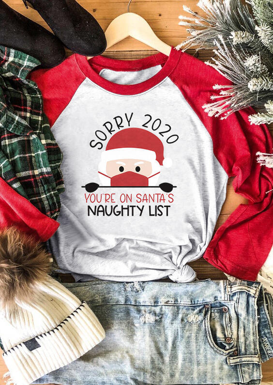 

T-shirts Tees Christmas Sorry 2020 You're On Santa' Naughty List T-Shirt Tee in Gray. Size