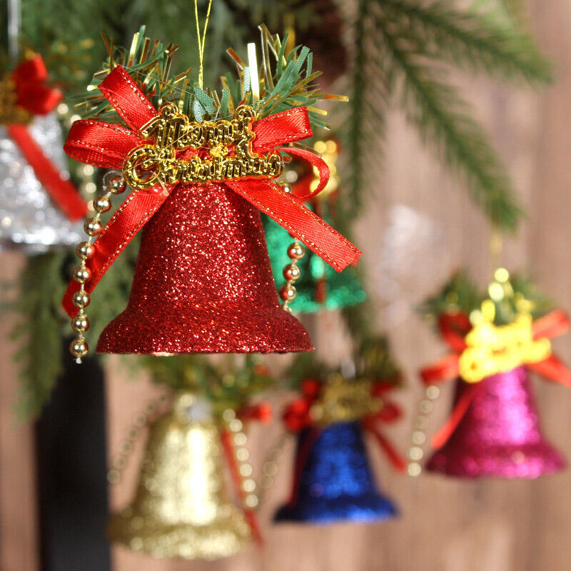 

Christmas Decoration 6Pcs Colorful Merry Christmas Tree Hanging Bells in Multicolor. Size