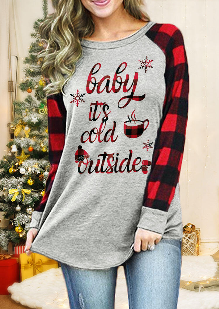 

Tees T-shirts Baby It's Cold Outside Buffalo Plaid T-Shirt Tee in Plaid. Size: S