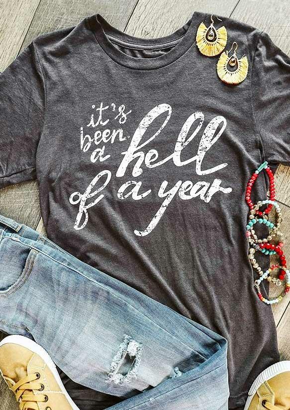 

T-shirts Tees It's Been A Hell Of A Year T-Shirt Tee in Dark Grey. Size: S,M,L