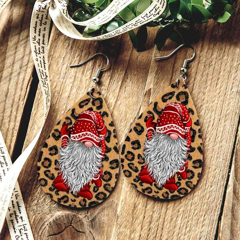 

Christmas Gnome Leopard Water Drop Earrings, 488023
