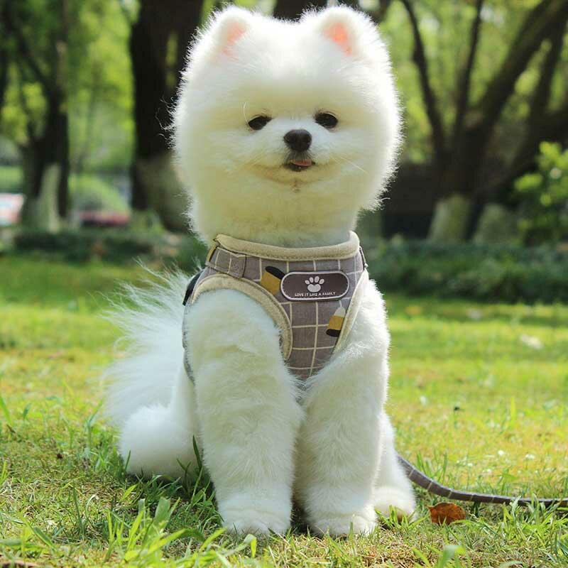 

Pet Products Plaid Mesh Padded Adjustable Reflective Pet Dog Cat Vest Harness in Khaki. Size