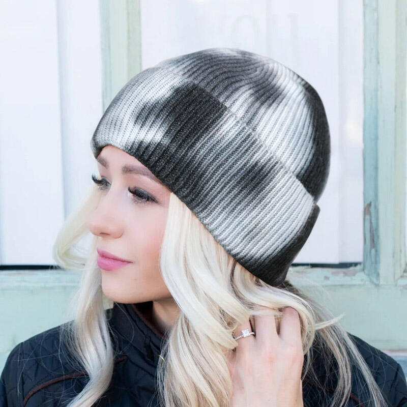 

Tie Dye Soft Warm Knitted Beanie Hat, Black;green;deep blue, 488122