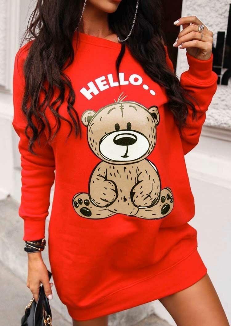 

Mini Dresses Hello Bear Drop Shoulder Mini Dress in Red. Size