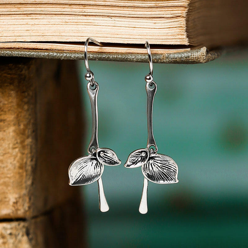 

Earrings Bohemian Vintage Leaf Alloy Earrings in Silver. Size