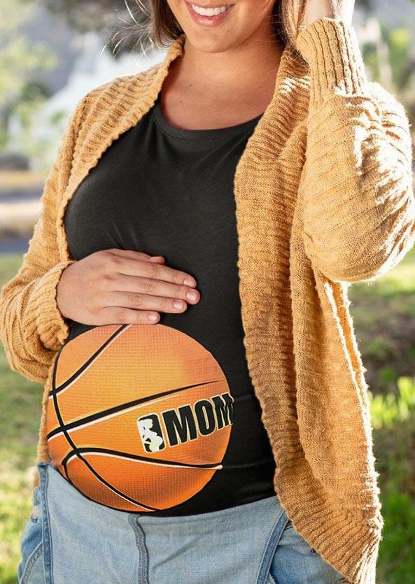 

Maternity Basketball Mom O-Neck T-Shirt Tee - Black, 488269
