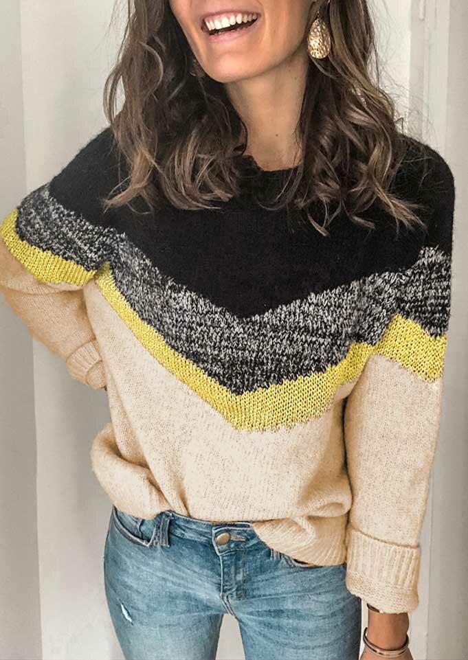 

Color Block O-Neck Raglan Sleeve Sweater - Black, 488297